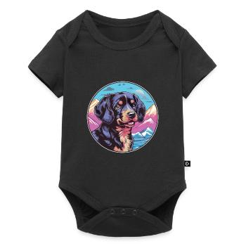 Noir et Tan chien race Cartoon Kawaii aquarelle - Body à manches courtes Premium Bébé - noir - Devant