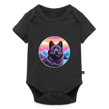 Chien d’élan norvégien noir race de chien Cartoon Kawaii - Body à manches courtes Premium Bébé - noir - Devant