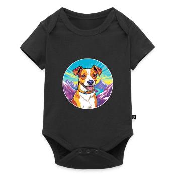 Terrier brésilien race de chien dessin animé kawaii Waterco - Body à manches courtes Premium Bébé - noir - Devant