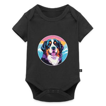 Bernese Mountain Dog Breed Cartoon Kawaii Watercol - Baby Premium short-sleeve bodysuit - black - Front