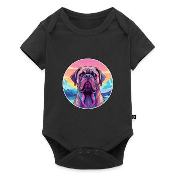Bullmastiff chien race dessin animé Kawaii aquarelle - Body à manches courtes Premium Bébé - noir - Devant
