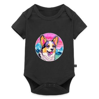 Cardigan Welsh Corgi chien race Cartoon Kawaii Wate - Body à manches courtes Premium Bébé - noir - Devant