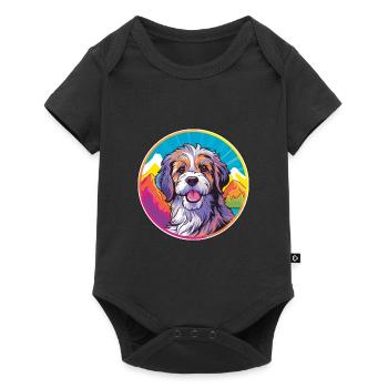 Catalan Sheepdog Dog Breed Cartoon Kawaii Watercol - Baby Premium short-sleeve bodysuit - black - Front