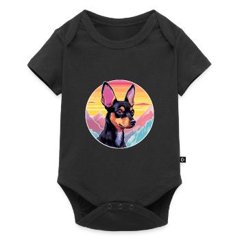 English Toy Terrier Dog Breed Cartoon Kawaii Water - Baby Premium short-sleeve bodysuit - black - Front