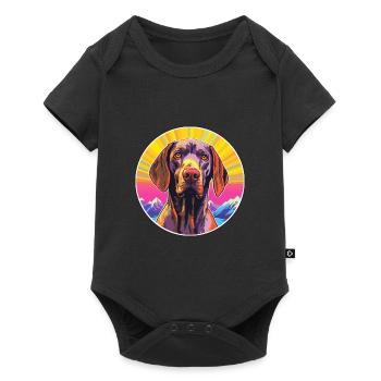 Allemand à poil court Pointer chien race Cartoon Kawai - Body à manches courtes Premium Bébé - noir - Devant
