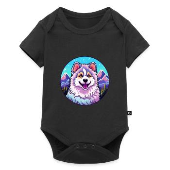Chien esquimau canadien race Cartoon Kawaii Watercolo - Body à manches courtes Premium Bébé - noir - Devant