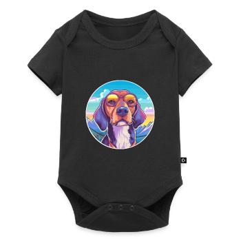 Deutsche Bracke Hunderasse Cartoon Kawaii Watercolo - Baby Premium Kurzarmbody - Schwarz - Vorne