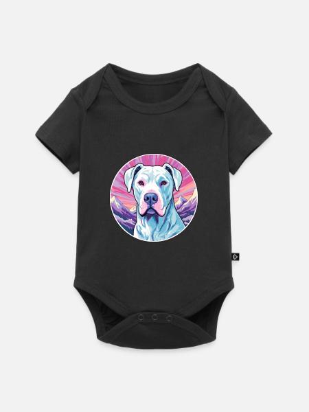 Dogo Argentino Hunderasse Cartoon Kawaii Aquarell - Baby Premium Kurzarmbody - Schwarz