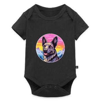 Dutch Shepherd Dog Breed Cartoon Kawaii Watercolor - Baby Premium short-sleeve bodysuit - black - Front