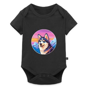 Sibérie orientale Laika chien race Cartoon Kawaii eau - Body à manches courtes Premium Bébé - noir - Devant