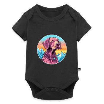 Chien allemand à poil court race dessin animé kawaii waterc - Body à manches courtes Premium Bébé - noir - Devant
