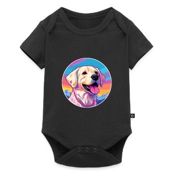 Grande race de chien des Pyrénées Cartoon Kawaii aquarelle - Body à manches courtes Premium Bébé - noir - Devant