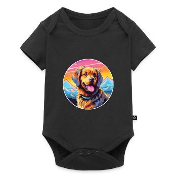 Hovawart chien race dessin animé Kawaii aquarelle - Body à manches courtes Premium Bébé - noir - Devant
