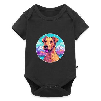 Irish Terrier chien race Cartoon Kawaii aquarelle - Body à manches courtes Premium Bébé - noir - Devant