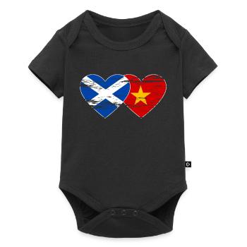 Ecosse Vietnam drapeau coeur utilisé - Body à manches courtes Premium Bébé - noir - Devant
