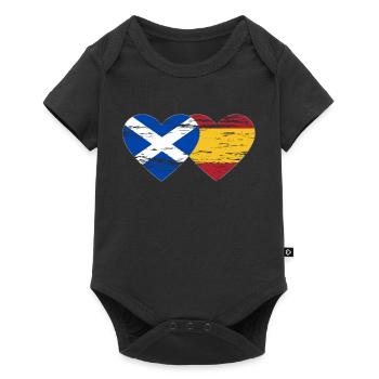 Scotland Spain Flag Heart Used - Baby Premium short-sleeve bodysuit - black - Front