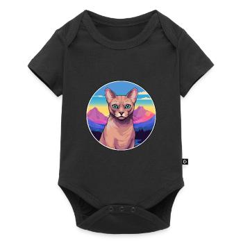 Burmesische Katze Bunte Karikatur Aquarell Illustrati - Baby Premium Kurzarmbody - Schwarz - Vorne