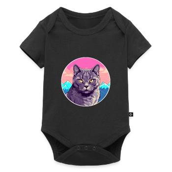 Chartreux Cat Colorful Cartoon Watercolor Illustra - Baby Premium short-sleeve bodysuit - black - Front