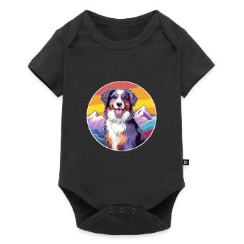 Miniature Berger Américain Chien Race Cartoon Kawa - Body à manches courtes Premium Bébé - noir - Devant