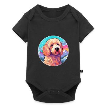 Labradoodle Dog Breed Cartoon Kawaii Watercolor - Baby Premium short-sleeve bodysuit - black - Front