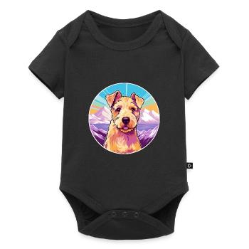 Lakeland Terrier chien race dessin animé Kawaii Watercol - Body à manches courtes Premium Bébé - noir - Devant