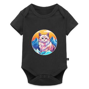 German Rex Cat Colorful Cartoon Watercolor Illustr - Baby Premium short-sleeve bodysuit - black - Front
