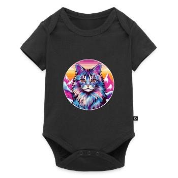 Laperm Cat Coloré Dessin Animé Aquarelle Illustratio - Body à manches courtes Premium Bébé - noir - Devant