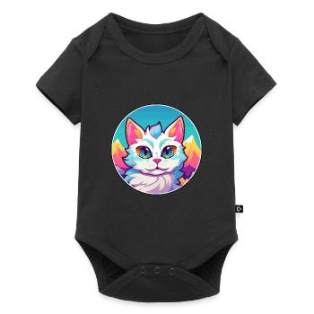 Illustration aquarelle de dessin animé coloré de chat thaïlandais - Body à manches courtes Premium Bébé - noir - Devant