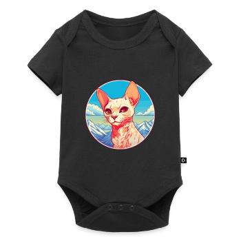 Rote Devon Rex Katze Bunte Karikatur Aquarell Illu - Baby Premium Kurzarmbody - Schwarz - Vorne