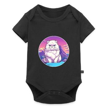 Weiße Langhaar Perserkatze Bunte Karikatur Waterc - Baby Premium Kurzarmbody - Schwarz - Vorne