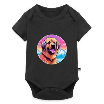 Leonberg chien race dessin animé Kawaii aquarelle - Body à manches courtes Premium Bébé - noir - Devant