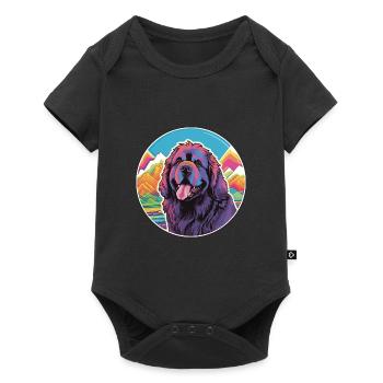 Newfoundland Dog Breed Cartoon Kawaii Watercolor - Baby Premium short-sleeve bodysuit - black - Front