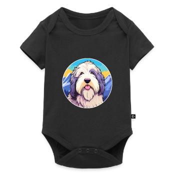Vieux chien de berger anglais race de chien dessin animé Kawaii Wate - Body à manches courtes Premium Bébé - noir - Devant
