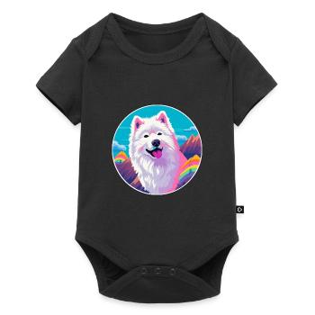 Samoyed Dog Breed Cartoon Kawaii Watercolor - Baby Premium short-sleeve bodysuit - black - Front