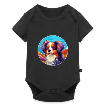 Papillon chien race dessin animé kawaii aquarelle - Body à manches courtes Premium Bébé - noir - Devant