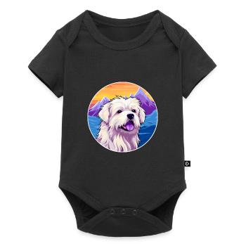 Berger des Pyrénées race de chien Cartoon Kawaii Waterco - Body à manches courtes Premium Bébé - noir - Devant