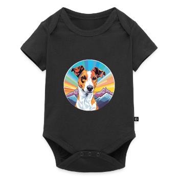Glatter Foxterrier Hunderasse Cartoon Kawaii Waterc - Baby Premium Kurzarmbody - Schwarz - Vorne