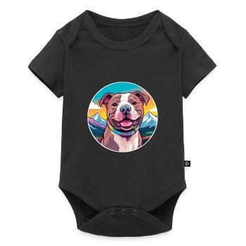 Staffordshire Bull Terrier chien race Cartoon Kawai - Body à manches courtes Premium Bébé - noir - Devant