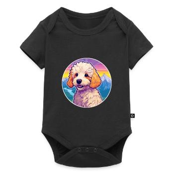 Jouet caniche chien race dessin animé Kawaii aquarelle - Body à manches courtes Premium Bébé - noir - Devant