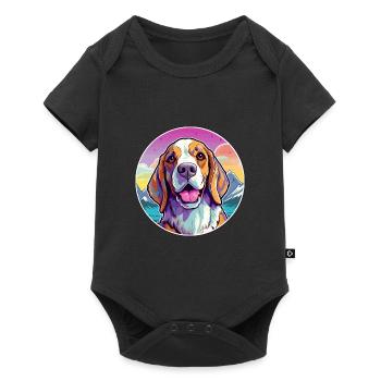 Lévrier de Transylvanie race de chien dessin animé Kawaii eau - Body à manches courtes Premium Bébé - noir - Devant