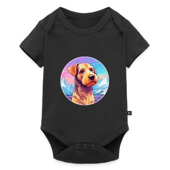 Welsh Terrier chien race dessin animé Kawaii aquarelle - Body à manches courtes Premium Bébé - noir - Devant