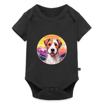 Draht Foxterrier Hunderasse Karikatur Kawaii Watercol - Baby Premium Kurzarmbody - Schwarz - Vorne