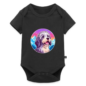 Tibetan Terrier Dog Breed Cartoon Kawaii Watercolo - Baby Premium short-sleeve bodysuit - black - Front
