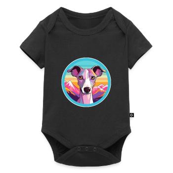 Whippet chien race dessin animé Kawaii aquarelle - Body à manches courtes Premium Bébé - noir - Devant