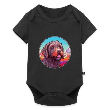 Pointage à poil dur Griffon chien race Cartoon Kawa - Body à manches courtes Premium Bébé - noir - Devant
