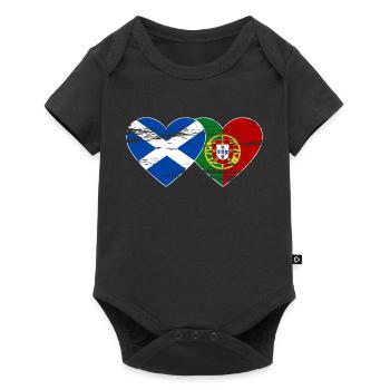 Ecosse Portugal Drapeau Coeur Utilisé - Body à manches courtes Premium Bébé - noir - Devant