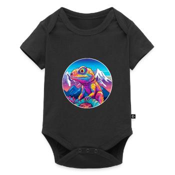 Chameleon Watercolor Cartoon Kawaii Pet Animal Col - Baby Premium short-sleeve bodysuit - black - Front