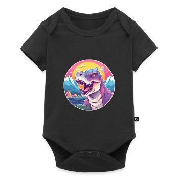 Dinosaure Aquarelle Dessin Animé Kawaii Animal Animal Colo - Body à manches courtes Premium Bébé - noir - Devant