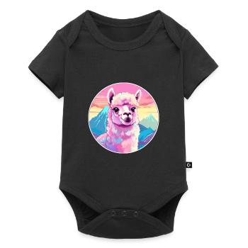 Alpaga Aquarelle Dessin Animé Kawaii Animal De Compagnie Colorf - Body à manches courtes Premium Bébé - noir - Devant
