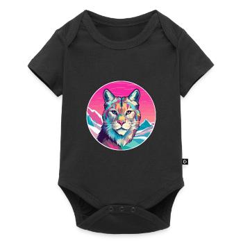 Lynx Watercolor Cartoon Kawaii Pet Animal Colorful - Baby Premium short-sleeve bodysuit - black - Front